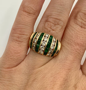 14kt Gold, Diamond & Emerald Ring