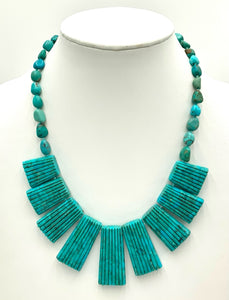 Sally C Sterling &  Turquoise Reversible Necklace