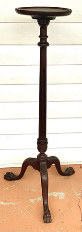 Vintage Wood Plant Stand with Clawfoot Base