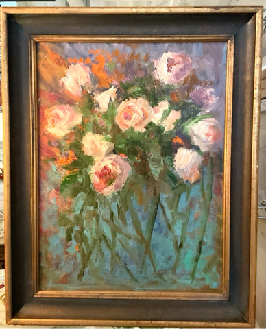 Original Bonnie Flood Oil on Canvas of Roses