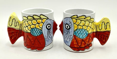 Set/6 Vietri Ceramic Fish Mugs