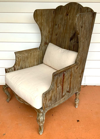 BD Jeffries Weathered Wood Wing Chair