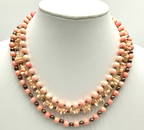 BARSE Sterling & Coral Multi-Strand Beaded Necklace