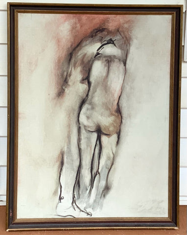 Mid Century Framed Nude on Canvas