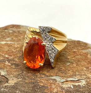 BROWN & CO 18kt Gold, Fire Opal & Diamond  Ring