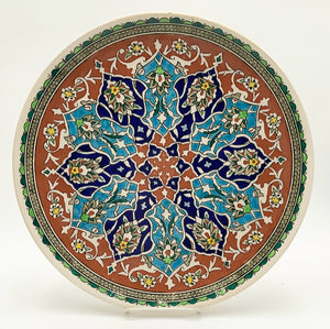 Vintage Turkish Polychrome Ceramic Kutahya Platter