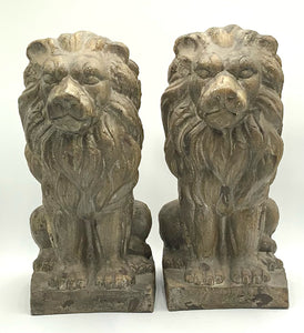 Pair of Distressed Stone Look Lions