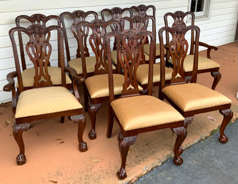 Set/10 Maitland Smith Chippendale Dining Room Chairs