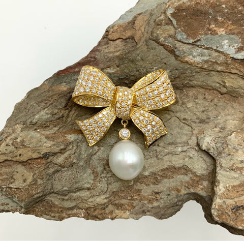 18kt Gold & Pearl Convertible  Brooch/Pendant