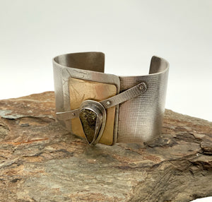 Artisan Sterling &  Pyrite Druzy Cuff Bracelet