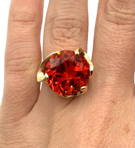 14kt Gold & Orange/Red Lab Grown Sapphire Ring
