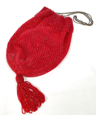 Vintage Red Beaded Balloon Bag