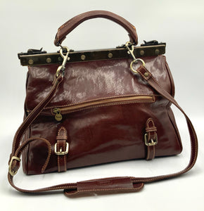 FLOTO Italy Vecchio Brown Leather Ciabatta Pushlock Backpack