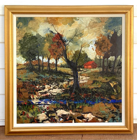 Michael Stuart Maguire Framed Oil on Canvas of Landscape with Barn