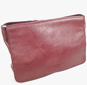 PRADA for Neiman Marcus Vintage Brown Stamped Leather Clutch