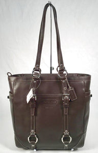 COACH Brown Leather Turnlock Side Pocket Lunch Tote