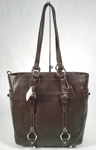 COACH Brown Leather Turnlock Side Pocket Lunch Tote