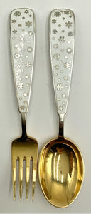 A. Michelsen Gold Vermeil over Sterling Silver Enameled Spoon & Fork Set 1945