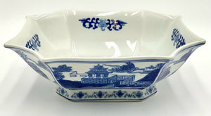 Blue & White Asian Square Centerpiece Bowl