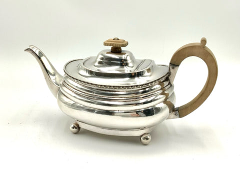 Antique Georgian Sheffield Silverplate Teapot with Wood Accents