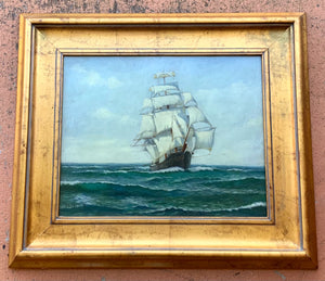 Oil on Canvas of Sailboat In Gold Frame