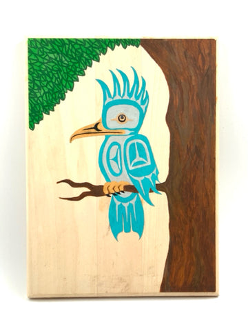 First Nations Kingfisher Painting on Wood