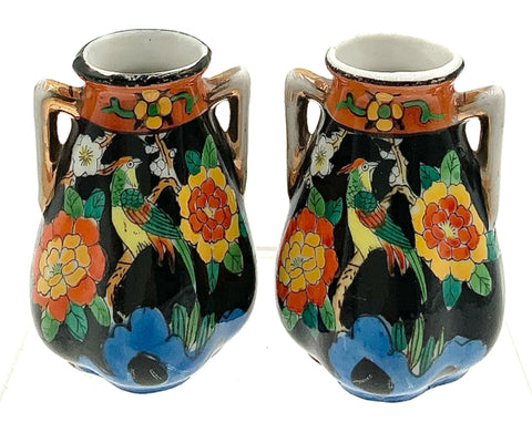 Pair of Vintage Japanese Mini Satsuma Vases