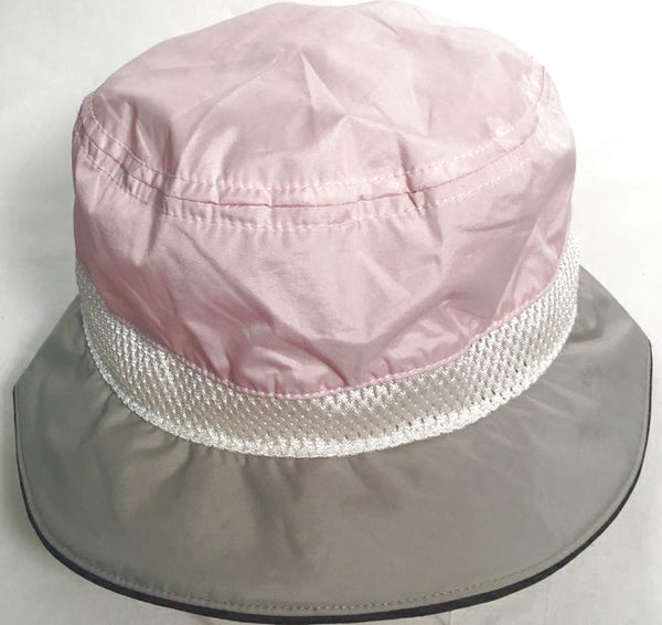 PRADA Italy Vintage Pink Grey White Mesh Bucket Hat