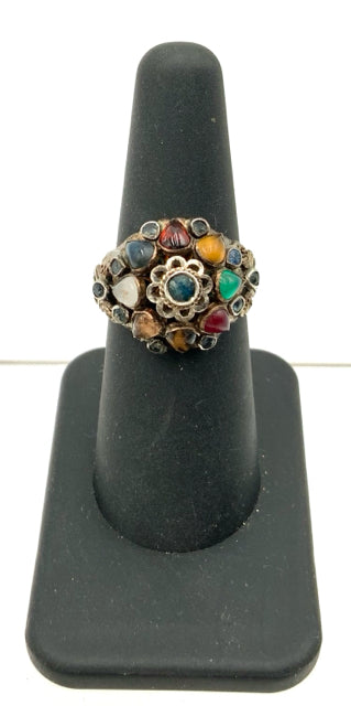 22kt Gold Plated Multi-Gemstone Dome Ring