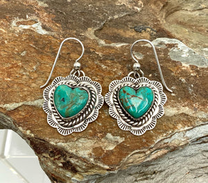 Kewa (Santo Domingo) Sterling Silver & Turquoise Earrings