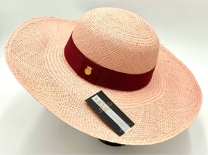LA MARQUEZA Blush Straw Wine Band Panama Hat