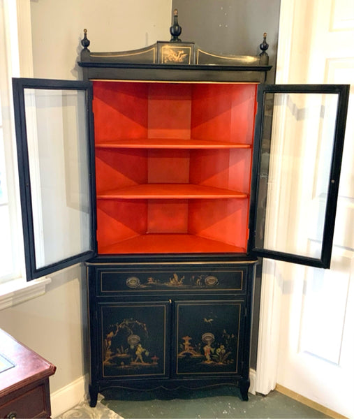 Vintage Chinoiserie Corner Cabinet