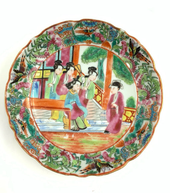 Antique Chinese Canton Famille Rose Handpainted Trinket Dish