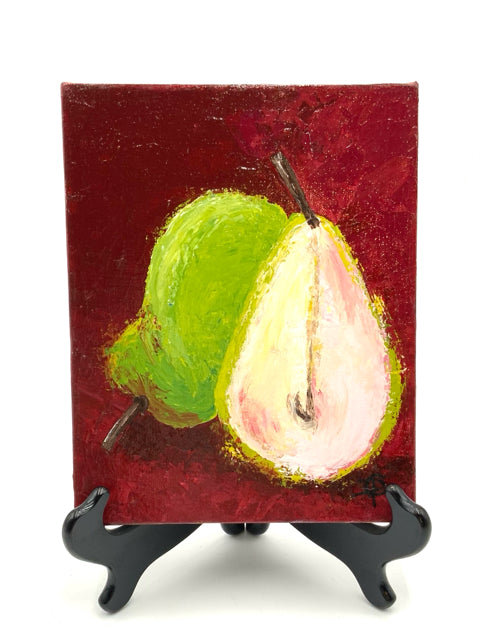 Framed Acrylic on Canvas of Green Pears