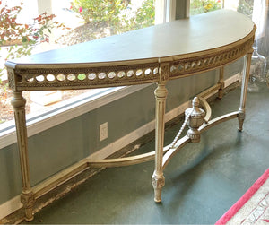Habersham Extra Large Demi Lune Console with Distressed Painted Finish