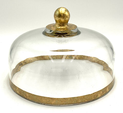 Lesley Ray Glass Cake Dome with Gold Accents