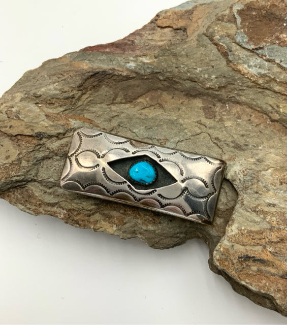 Silver Over Copper Turquoise Money Clip