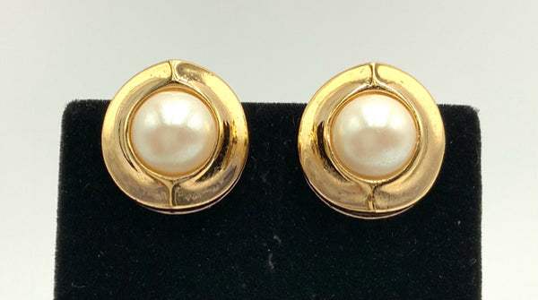 GIVENCHY Goldtone Faux Pearl Clip-on Earrings