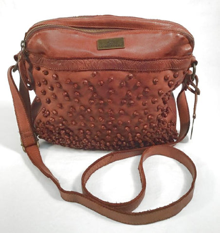 KOMPANERO Brown Leather Knotted Detail Crossbody