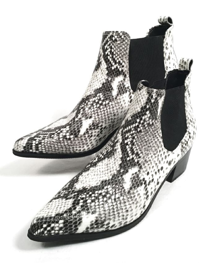 BLONDO Blk Wht Snake Print Waterproof Ankle Boots 10