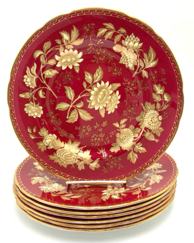 Set/7 Wedgwood Ruby Tonquin Luncheon Plates