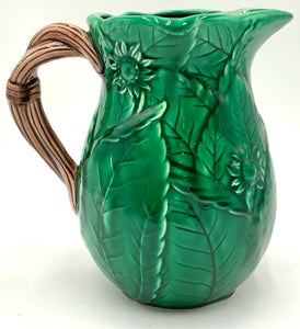 Green Majolica Style Ceramic Pitcher
