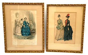 Pair of Victorian European Fashion Illustrations
