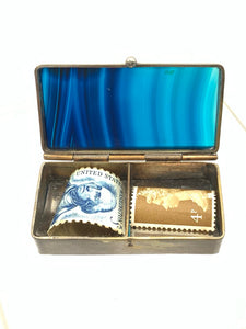 Blue Agate Lidded Rectangle Pill Box