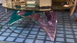 Modernist Lucite Coffee Table with Glass Top