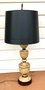 Distressed Metal Column Lamp with Black Paper Shade