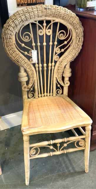 Vintage Wicker Chair With Woven Seat