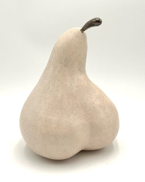 Signed Stone Pear with Silverplate Stem