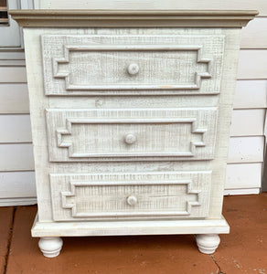 Mexican Wood Three Drawer Painted Chest