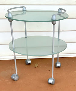 Contemporary Glass Side Table with Casters
